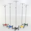 Midcentral Medical Chrome IV Pole W/Thumb Knob, 2 Hook Top, 5-Leg Green Base W/3” Casters MCM220-2-GRN